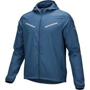 Nike Running Jacket Mens XL Blue Polyester Windbreaker Reflective Hooded 519734